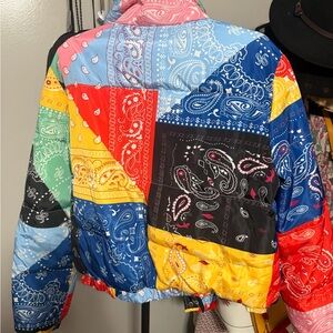 Multicolor Patchwork Paisley Bomber Jacket